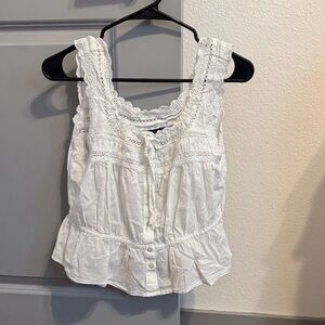 GAP White Lace-Trim Sleeveless Peplum Camisole